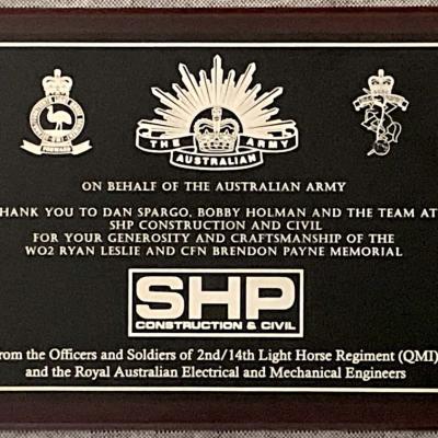 Leslie and Payne Memorial 01 Appreciation Plaque