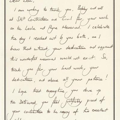 Leslie and Payne Memorial 04 Thank You Letter